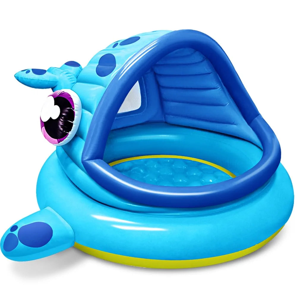 Inflatable Shade Kiddie Pool for Baby, Whale Baby Pool Tent, Infant Swimming Pool for Kids(54" X 56" X 28"),Blow up Toddler Pool for Swim Party Toys Summer Water Beach Fun