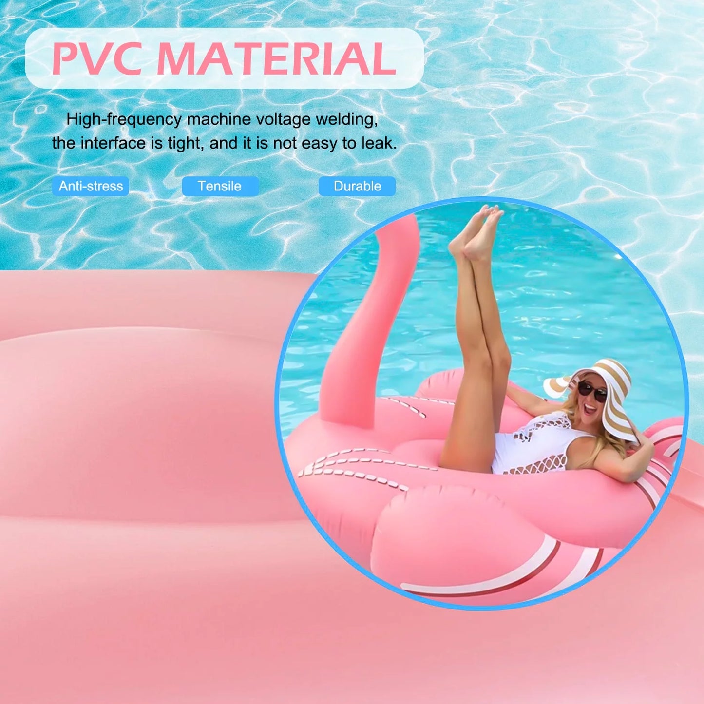 Giant Inflatable Flamingo Pool Float, Swimming Pool Floatie Lounge Floating Raft Party Decorations Toys for Adults Kids