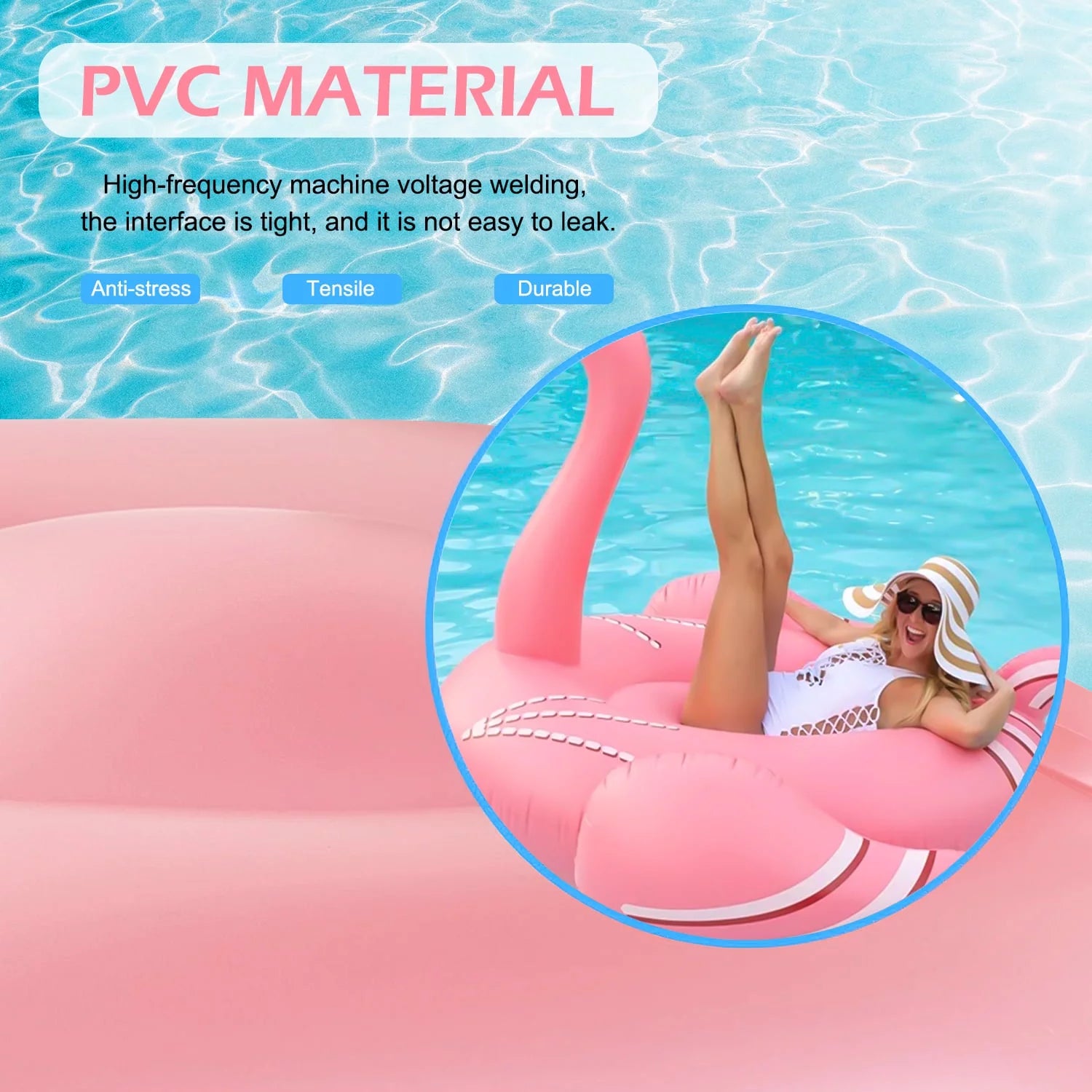 Giant Inflatable Flamingo Pool Float, Swimming Pool Floatie Lounge Floating Raft Party Decorations Toys for Adults Kids