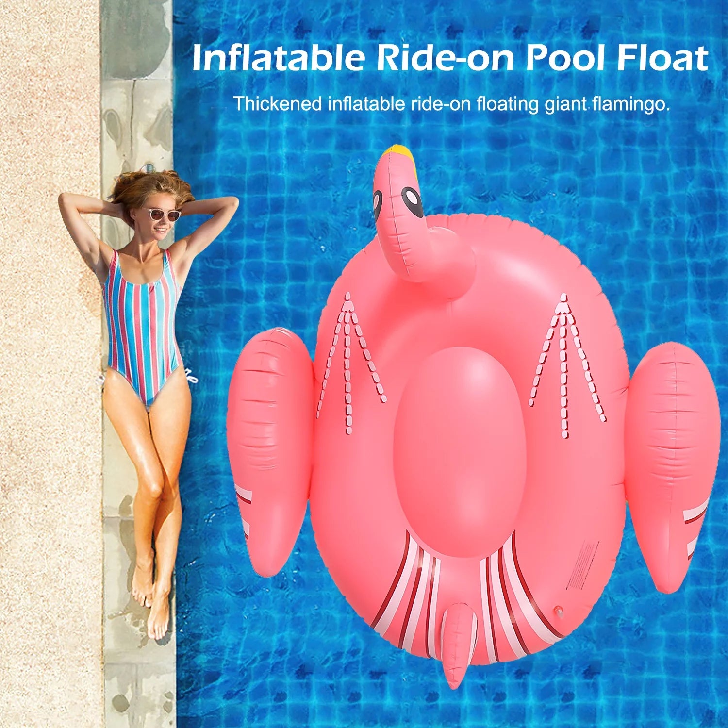 Giant Inflatable Flamingo Pool Float, Swimming Pool Floatie Lounge Floating Raft Party Decorations Toys for Adults Kids