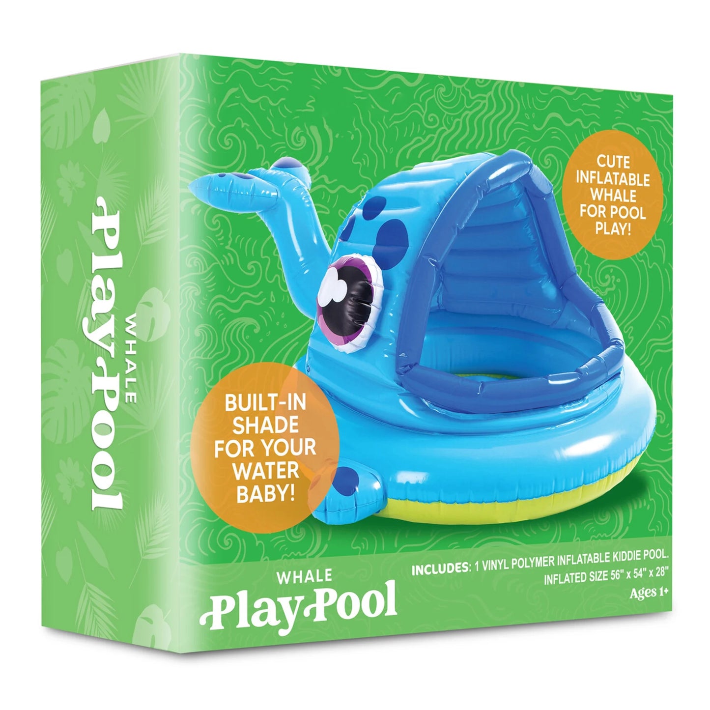 Inflatable Shade Kiddie Pool for Baby, Whale Baby Pool Tent, Infant Swimming Pool for Kids（54" X 56" X 28"）,Blow up Toddler Pool for Swim Party Toys Summer Water Beach Fun